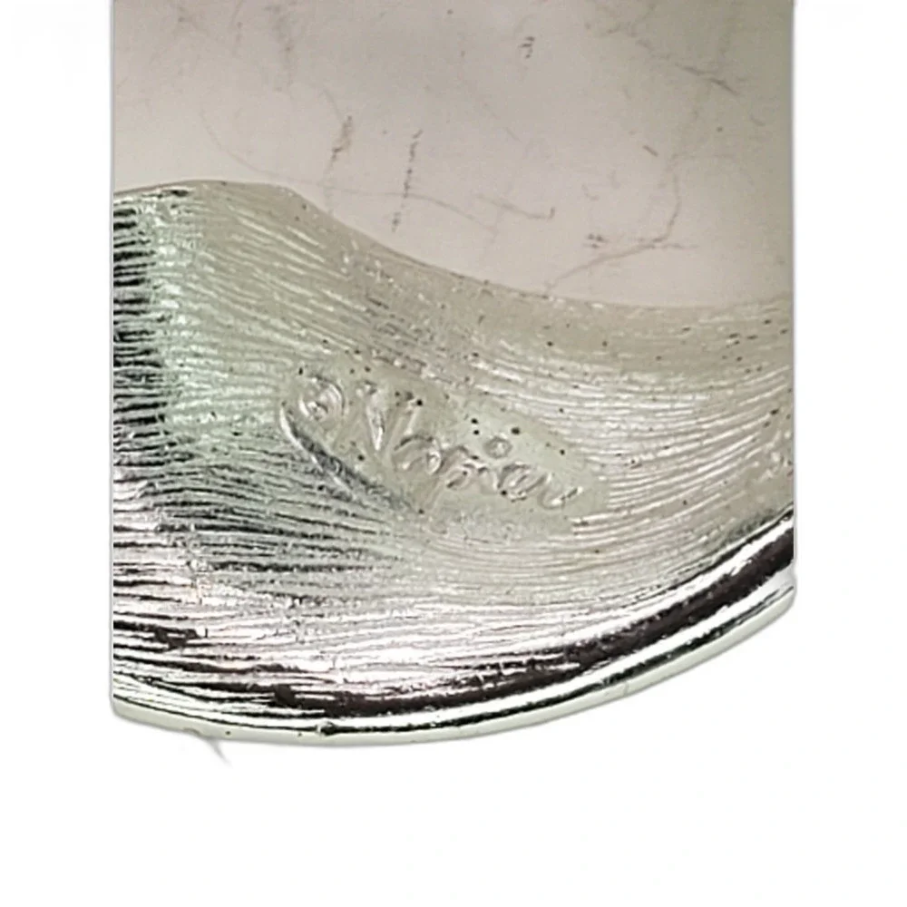 Napier Loop Ribbon Circle Pin Textured Silver Tone Brooch Original Box 1960s VTG